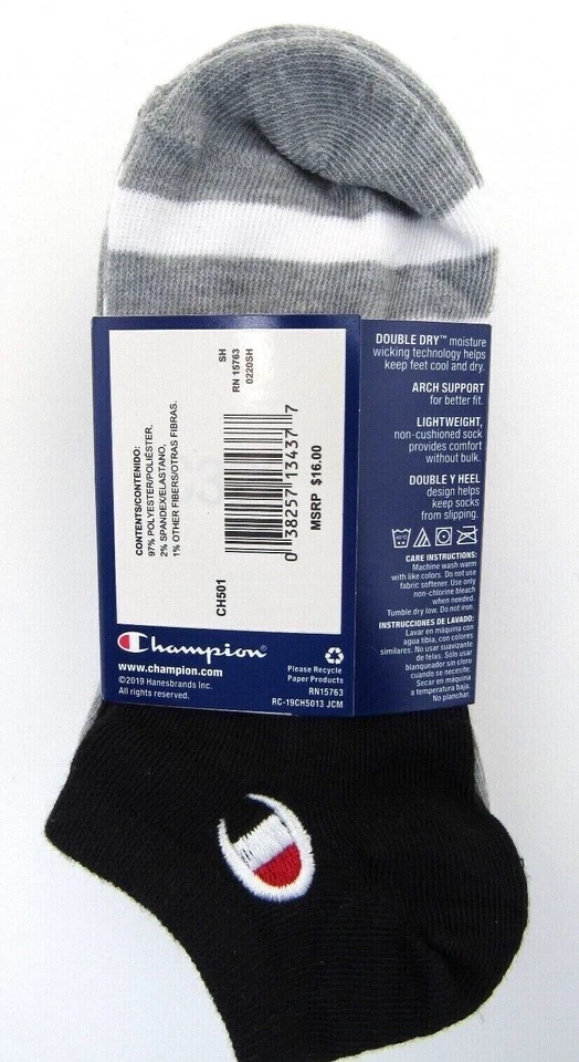 Meias femininas CHAMPION super no show logotipo bordado pacote com 3 CH501-377 - Imagem 2 de 3