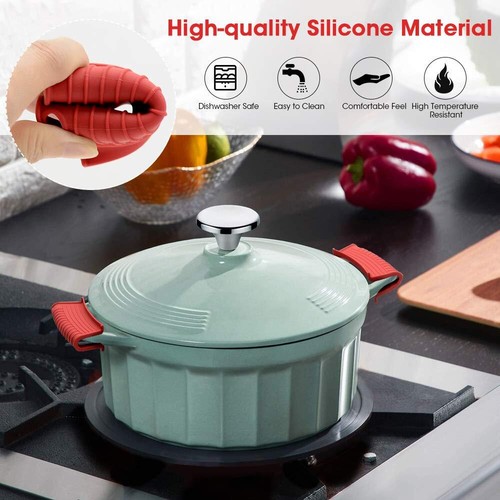 Confezione 4 Porta Padella Silicone Manico Caldo Cucina Resistente al Calore Manicotto Pentola - Foto 5 di 7