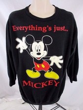 Disney Mickey Mouse Sweatshirt Adult L Black Graphic Long Sleeve CB62N