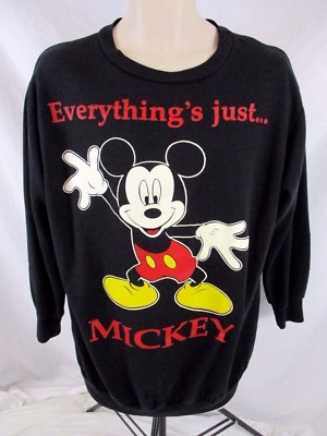 Disney Mickey Mouse Sweatshirt Adult L Black Graphic Long Sleeve