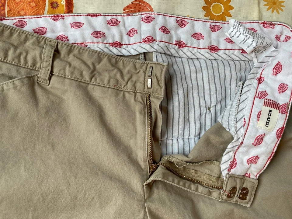 S102 Women's Dickies Subaru Embroidered Tan Uniform Chino Pants - Size 12 Short - Image 2 of 4