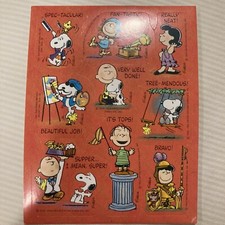 Vintage Hallmark Sticker Sheet Peanuts Snoopy Positive Unique Cute