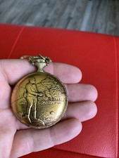 Vintage Arnex 17 Jewel Incabloc Swiss Pocket Watch Fisherman Gold Plated.