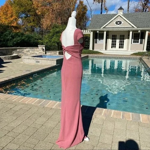 NWT BHLDN Katie May Madison Maxi Dress Pink Wedding Long Crepe MOB Size 8 - Picture 10 of 10