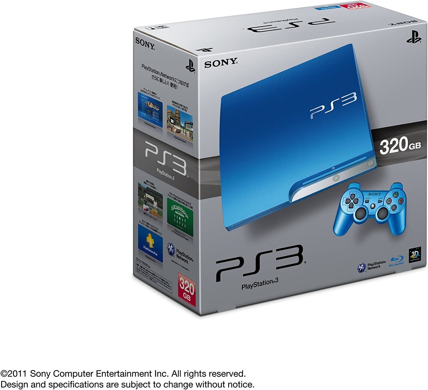PS3 Splash Blue CECH 3000B 320GB Console Full Accessories Slim [CC]
