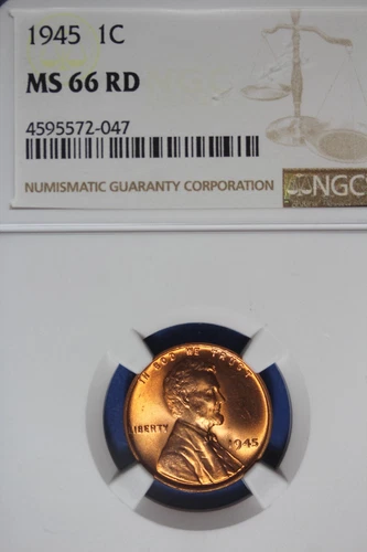 1945 NGC 1C MS66RD 1C LINCOLN WHEAT CENT #B50039