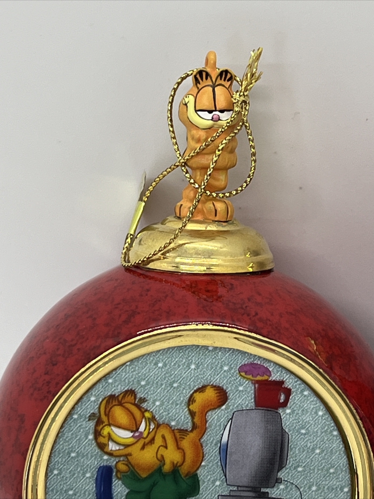 1999 Bradford Exchange Pair Of Garfield Ornaments I Don’t Do Mornings W/tags - Picture 4 of 11
