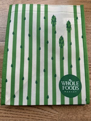 New Whole Foods Reusable Eco Shopping Bags 9.5  X  11 1/2  Asparagus Qty Disc