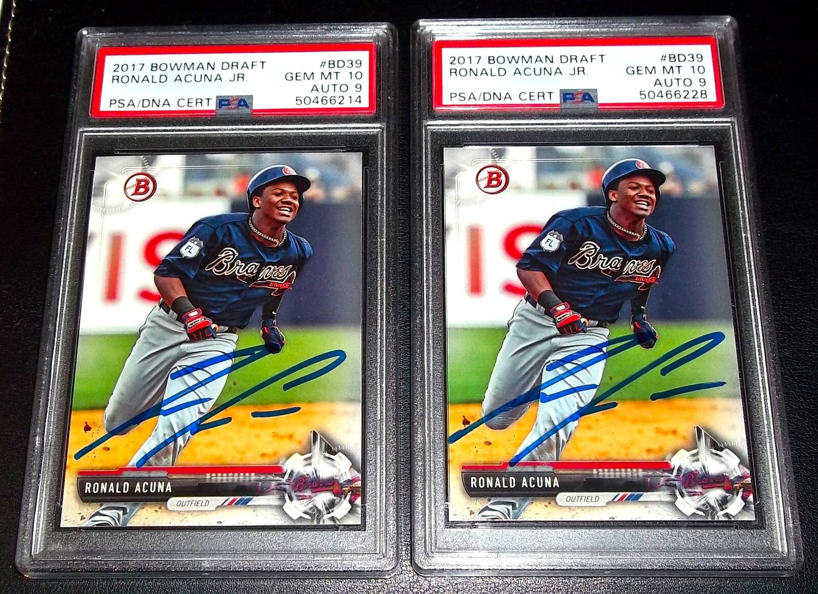Lot PSA 10 Rc Ronald Acuna Jr Auto 2017 Bowman Rookie Signed Autograph PSA DNA 9