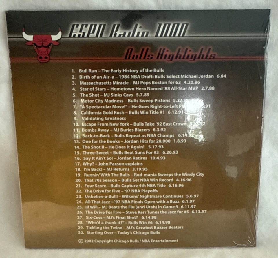 Chicago Bulls ESPN Radio Great Moments in Chicago Bulls History 2002 CD Foto 2 de 2