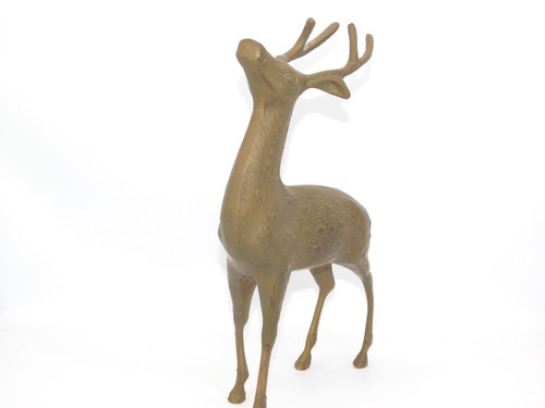 Vintage Set of 2 MCM Brass Deer Buck 13" and Doe 8.5" Figurines - Picture 6 of 21
