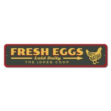 Fresh Eggs Laid Daily Sign, Chicken Coop Sign, Farm Sign, Barn Metal Sign