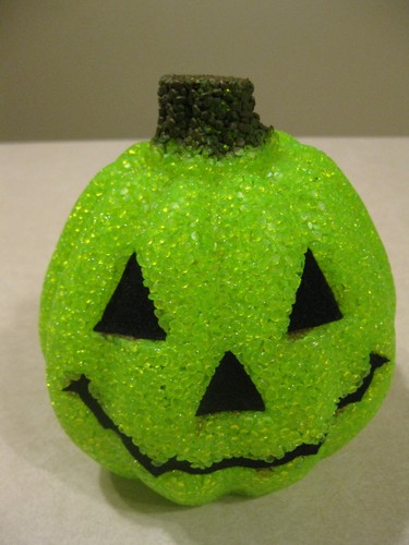 Neongrün beleuchtete Jack O Laterne Kürbis geschmolzen Kunststoff Popcorn Halloween - Bild 2 von 6