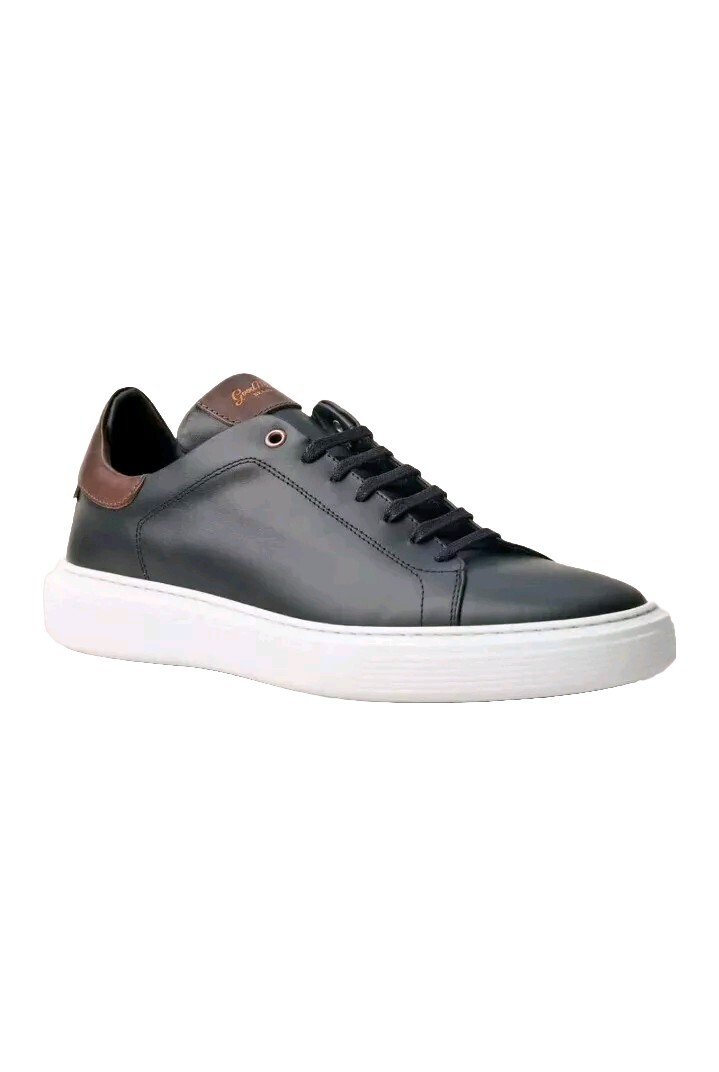 Good Man Brand Legend London Sneakers Black/Dark Vachetta Edge Men’s Size 11.5 Leather Sneakers with Brown Sole - Stylish & Sustainable main image 4
