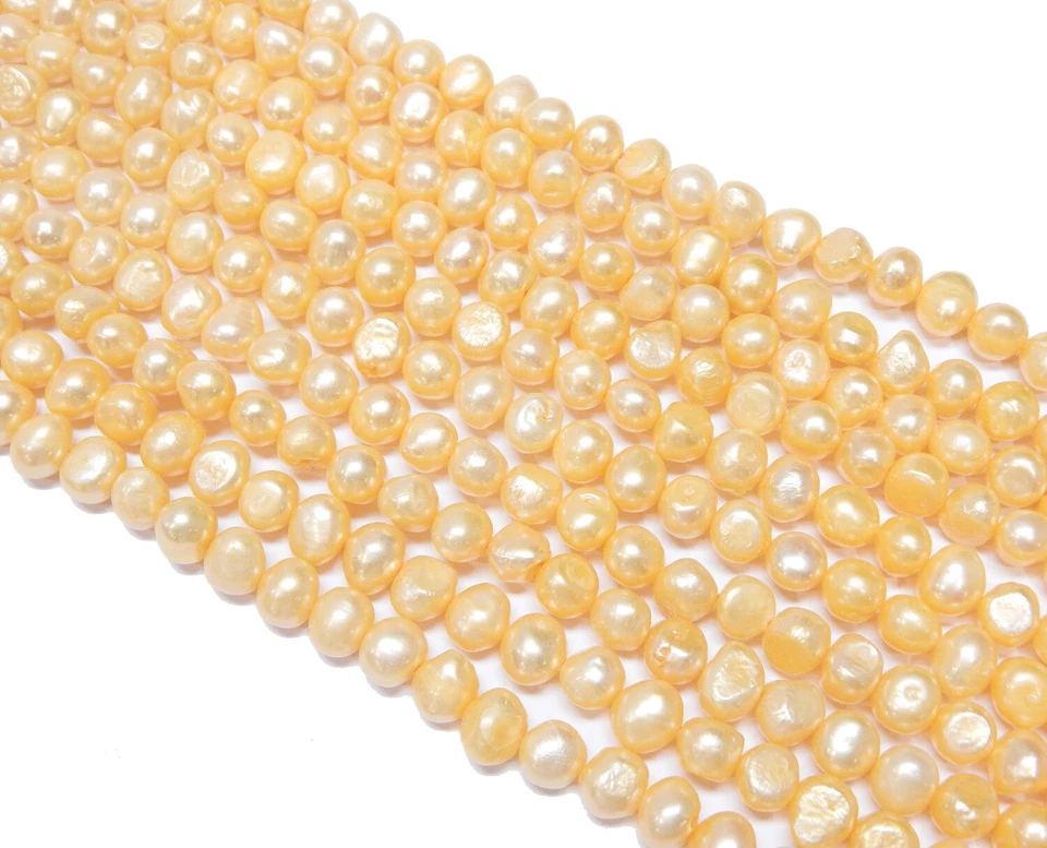 Zuchtperlen Natur 8mm Creme  Apricot Reiskorn Süßwasserperlen Schmuck Perle D488 - Bild 3 von 4