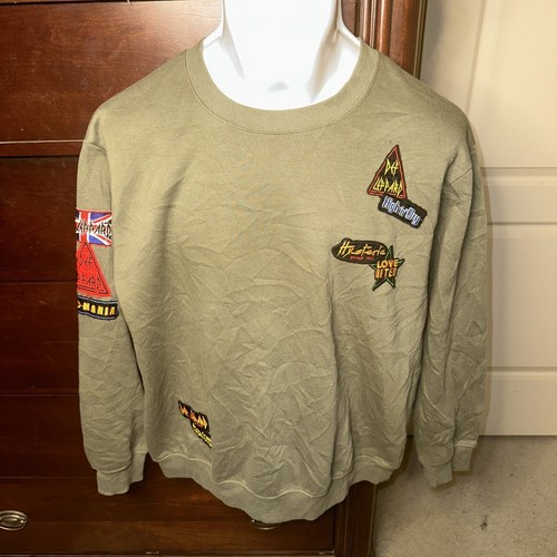 Vinyl Icon Def Leppard Patch Sweatshirt Large Green Hysteria Love Bites Size XL - Picture 2 of 17