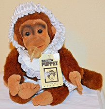 Vintage Hosung "Poki" Baby Chimp Monkey Hand Puppet Plush Stuffed Animal SQUEAKS