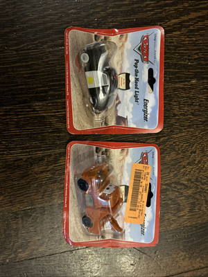 Disney Cars Sherrif and Mater Pop the Hood flashlight Light Energizer Keychain