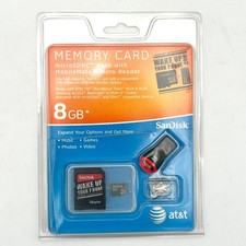 NEW AT T SanDisk 8GB MicroSDHC Memory Card with MobileMate Micro Reader