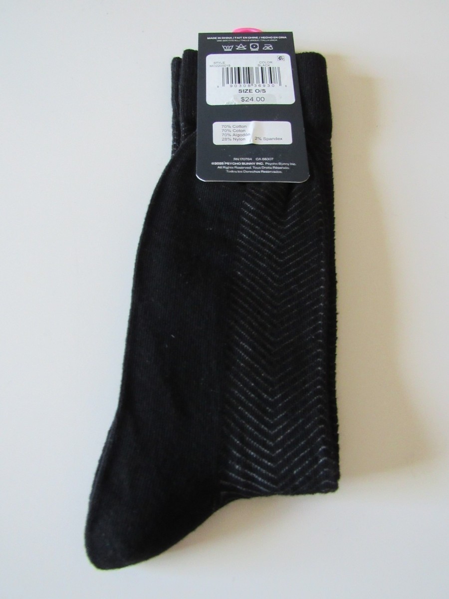 Psycho Bunny Mens Black Gray Bunny Logo Crew Socks One Size Nwt | eBay