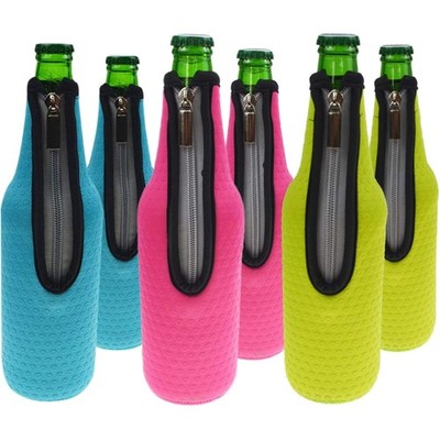 Beer Bottle Cooler, Pack of 6, 17.6 oz 500 ml, Neoprene Insulated Zip, Foldab...