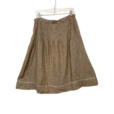 Almost Vintage Eddie Bauer 100 Linen Y2K Pleated Midi Skirt Brown - Size 8