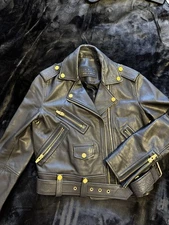 Black Moto Leather Jacket THE ARRIVALS X STELLA ARTOIS SIZE M