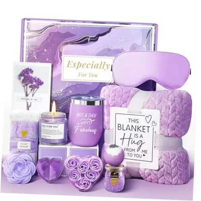 Birthday Gifts Basket for Women, Get Well Gifts, Spa Care Package with Lavender