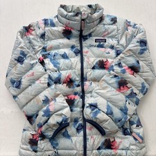 Patagonia Down Sweater Puffer Jacket Girls sz L 12 Blue Full Zip