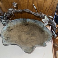 Kąpiel dla ptaków pokładowych na zewnątrz, 14" miedziana metalowa miska do kąpieli dla ptaków podpisana.