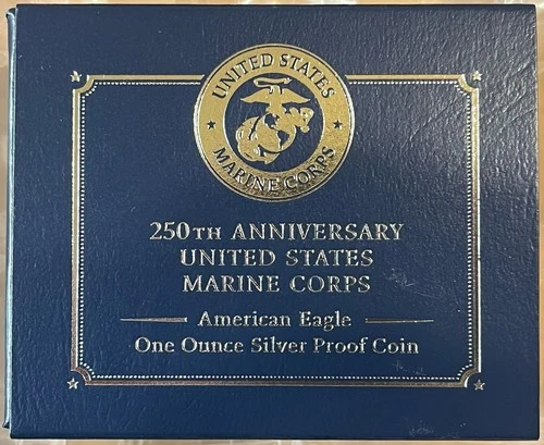 250th Anniversary Marine Corps American Eagle One Ounce Silver Proof Coin NEW