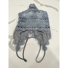 Victorias Secret Blue Floral Lace High Neck Halter Bodice Lingerie Bodysuit L