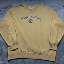 Vintage Washington Huskies Sweatshirt Mens Large Tan Lee Sport Football NCAA