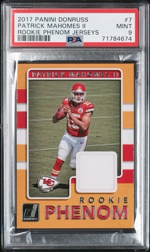Patrick Mahomes Rookie Phenom Jerseys Relic 2017 Panini Donruss RC MINT PSA 9