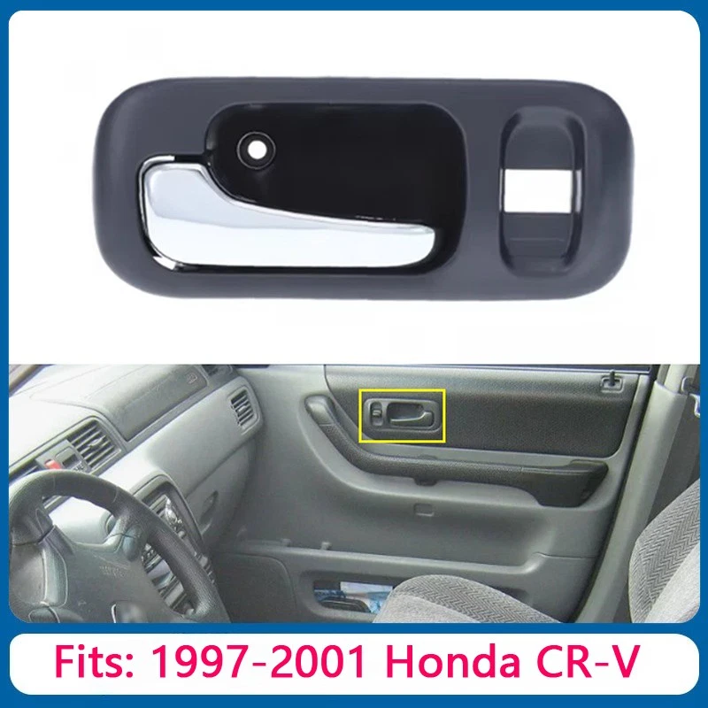 Juego de manijas de puerta interiores delanteras en cromo negro para Honda CR-V 1997-2001 Foto 3 de 4