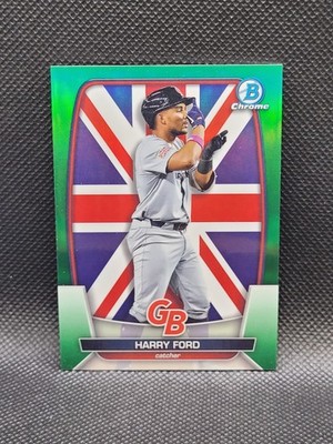 2023 Bowman Chrome HARRY FORD green refractor 97/99 WBC flag Great Britain