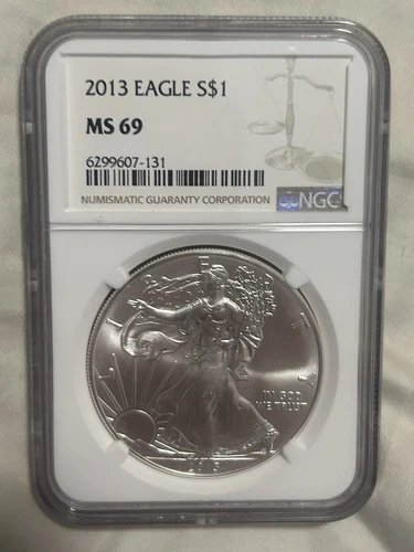 2013 $1 American Silver Eagle NGC MS69 Brown Label