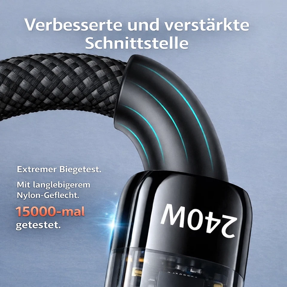 USB-C zu C Daten Schnellladekabel 240W PD3.1 Macbook Samsung Xiaomi Huawei iPhon - Bild 3 von 4