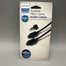 Phillips Toslink fiber optic audio cable with Mini Toslink  adapter 10ft