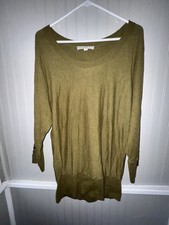 LOFT Women's Olive Green Pullover Sweater With Buttons Size Large