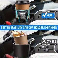 Adjustable Dual Car Cup Holder Expander with Phone Mount Organizer 360