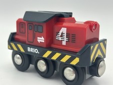 BRIO World - Freight Battery Engine 4 Red Wooden Toy Train. Works/SEE Video