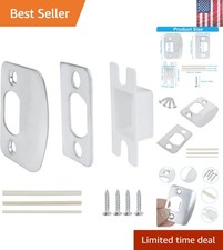 Door Latch Strike Plate, Stainless Steel Door Lock Plate Repair Kit with Spac...