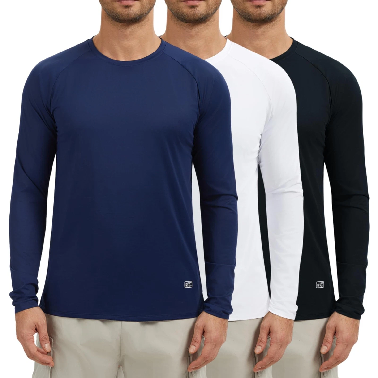 3 Pack Mens UV Protection Long Sleeve Shirt UPF 50+ Sun Protection Breathable & Sc...