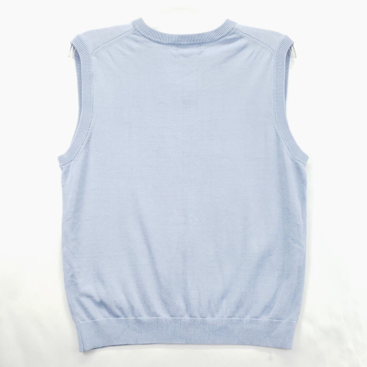 Daniel Cremieux Sweater Vest Mens Large Sky Blue Knitted Silk V