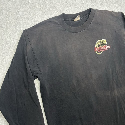 Vintage Budweiser Lizard Wrestling WWE LongSleeve Shirt Size Large Distressed - Picture 3 of 18