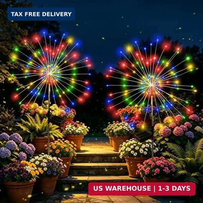 Solar Garden Lights Outdoor Decorative, 2pack 120 LED Firework Lights Waterproof