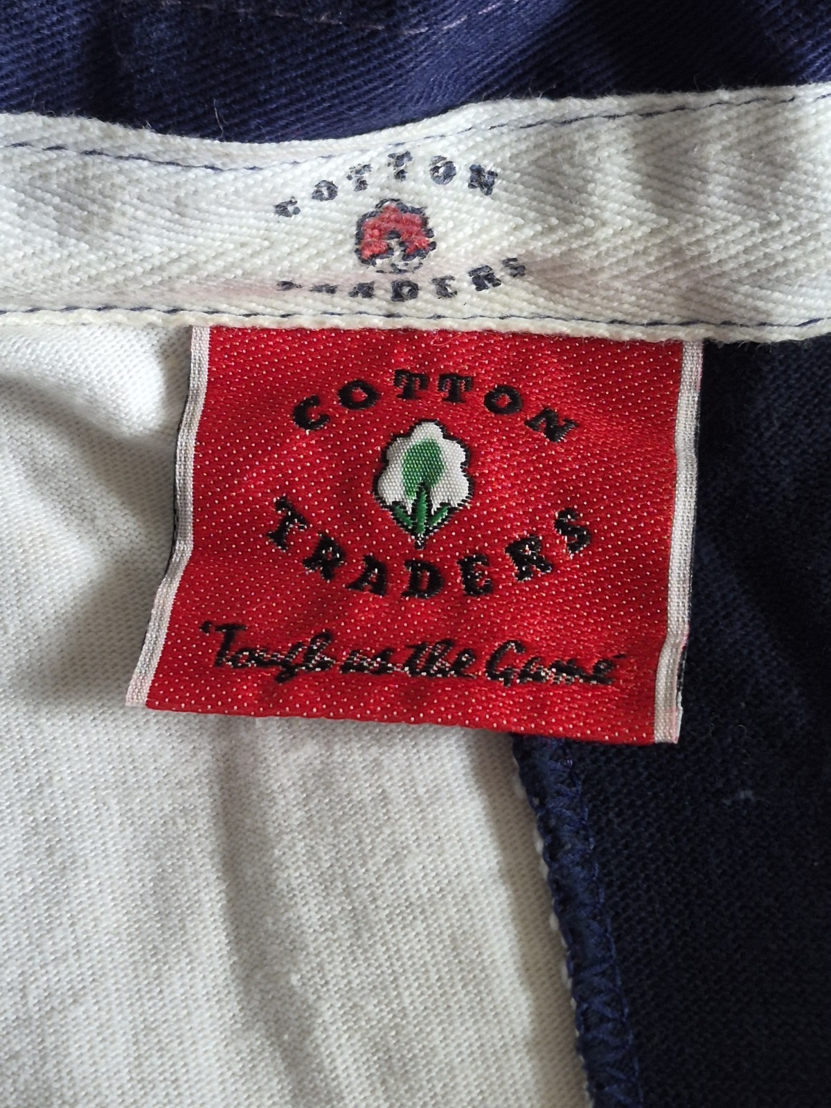 Vintage Cotton Traders Colour Block Rugby Shirt Navy Red Green White Cotton Y2K image 2