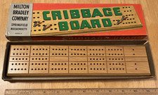 Vintage Milton Bradley Cribbage Board-11" w/Instructions  6 Metal Pegs 4626-A