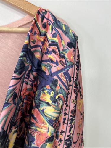 Free People Damen XL Rosa Jet Set Sliky Bandana Schal vorne Blumen Top - Bild 4 von 12